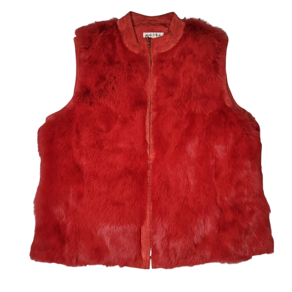 YVONNE LE MARIE red rabbit fur vest - Picture 1 of 3